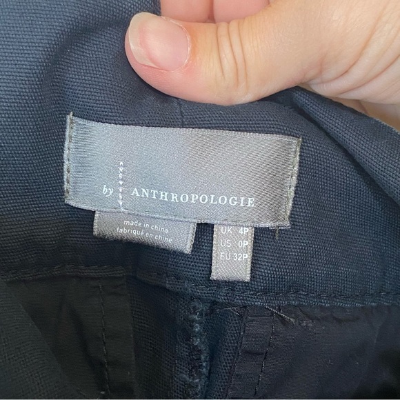 Anthropologie Matador Floral Embroidered Cropped Pants Navy Blue Sz 0P - Picture 2 of 10